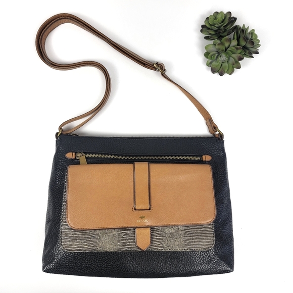 Fossil Handbags - Fossil Kinley Crossbody Neutral Leather Purse